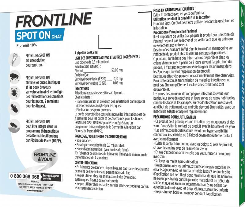 Frontline Pipettes Antiparasitaires Pour Chat Spot On