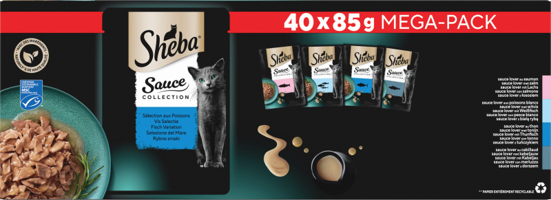 Sheba Delicatesses Sélection au Poisson en sauce pour chat sachets (40 x 85 gr) 1 paquet