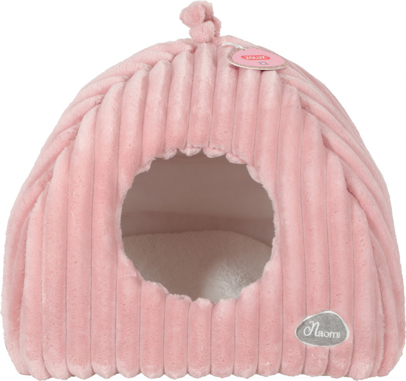 Niche igloo ouatiné Naomi pour chat rose