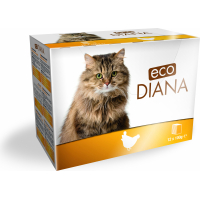 ECO DIANA Pack de 12 pochons d'émincés pour chat - Différentes saveurs