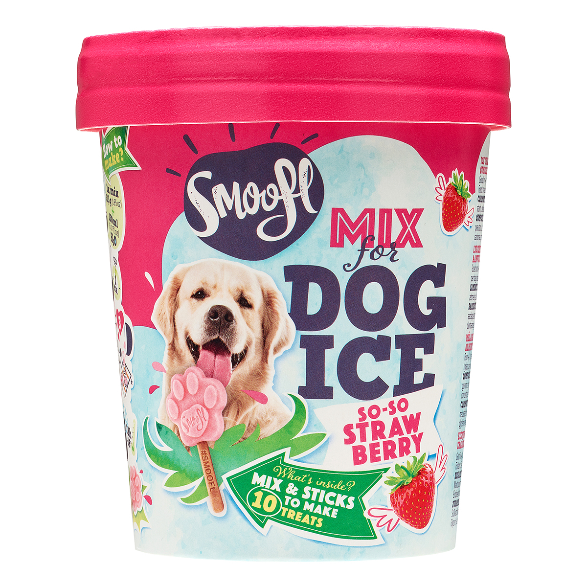 Mistura de gelado Smoofl para cães adultos - Morango