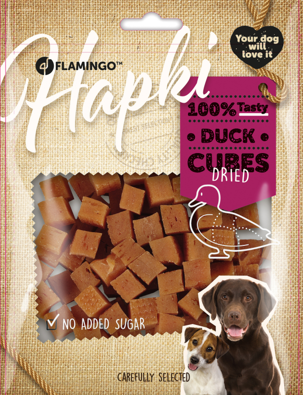 Friandise pour chien HAPKI Cubes au canard - Sans sucres ajoutés