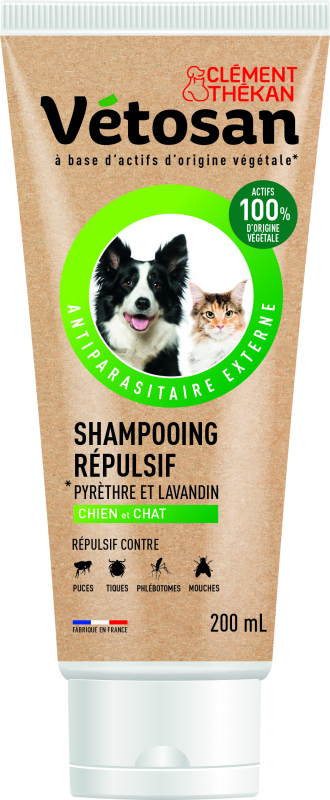 Clément Thékan Shampooing Anti-Puces Anti-Tiques Chien Chat 200ml
