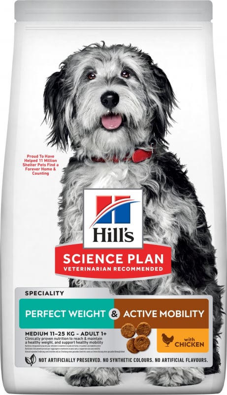 Hill's Science Plan PERFECT WEIGHT & ACTIVE MOBILITY para Cão Adulto Medio de Frango