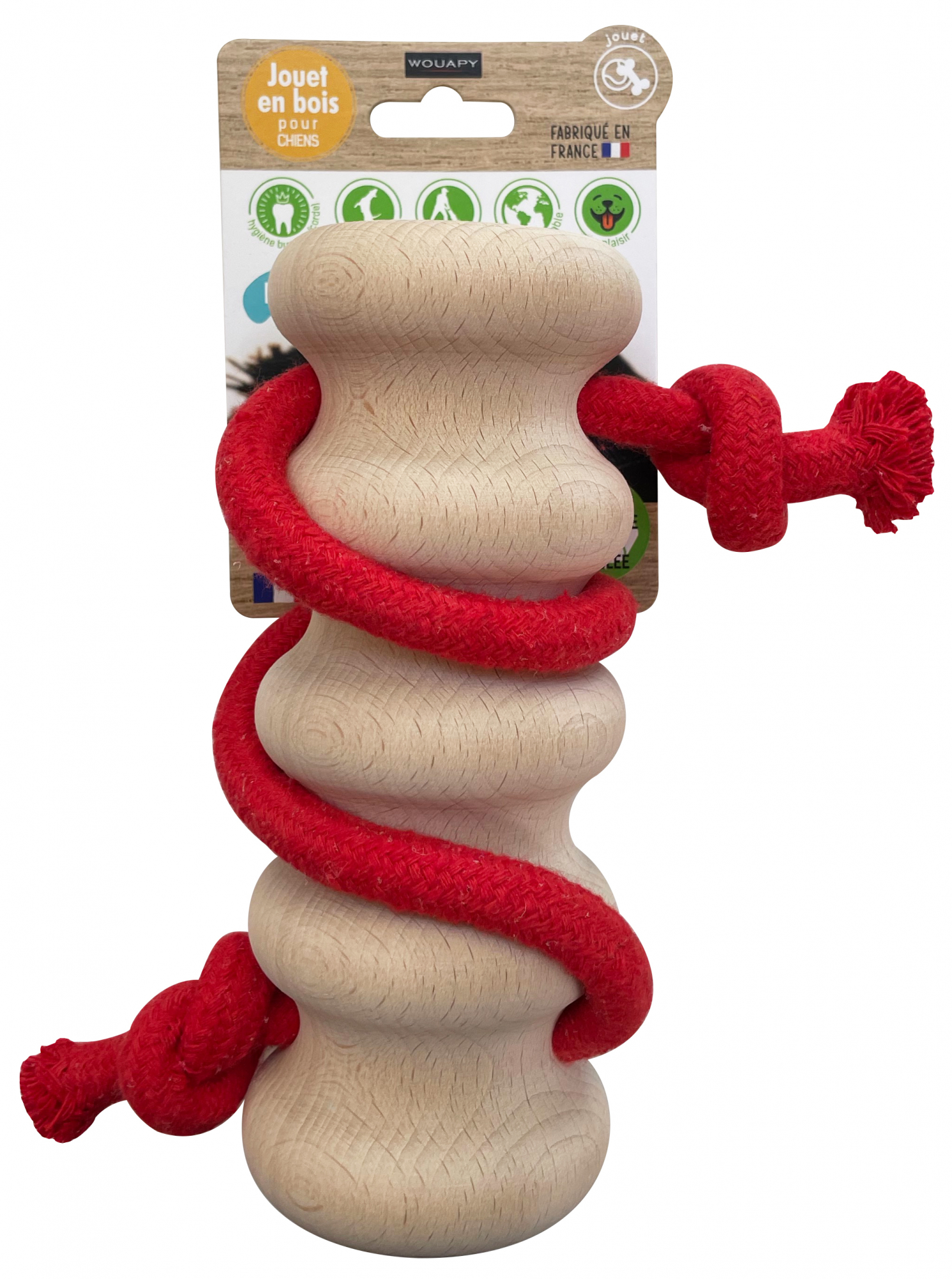 Brinquedo em madeira e corda Wave 100% reciclável - 3 cores e tamanhos disponíveis