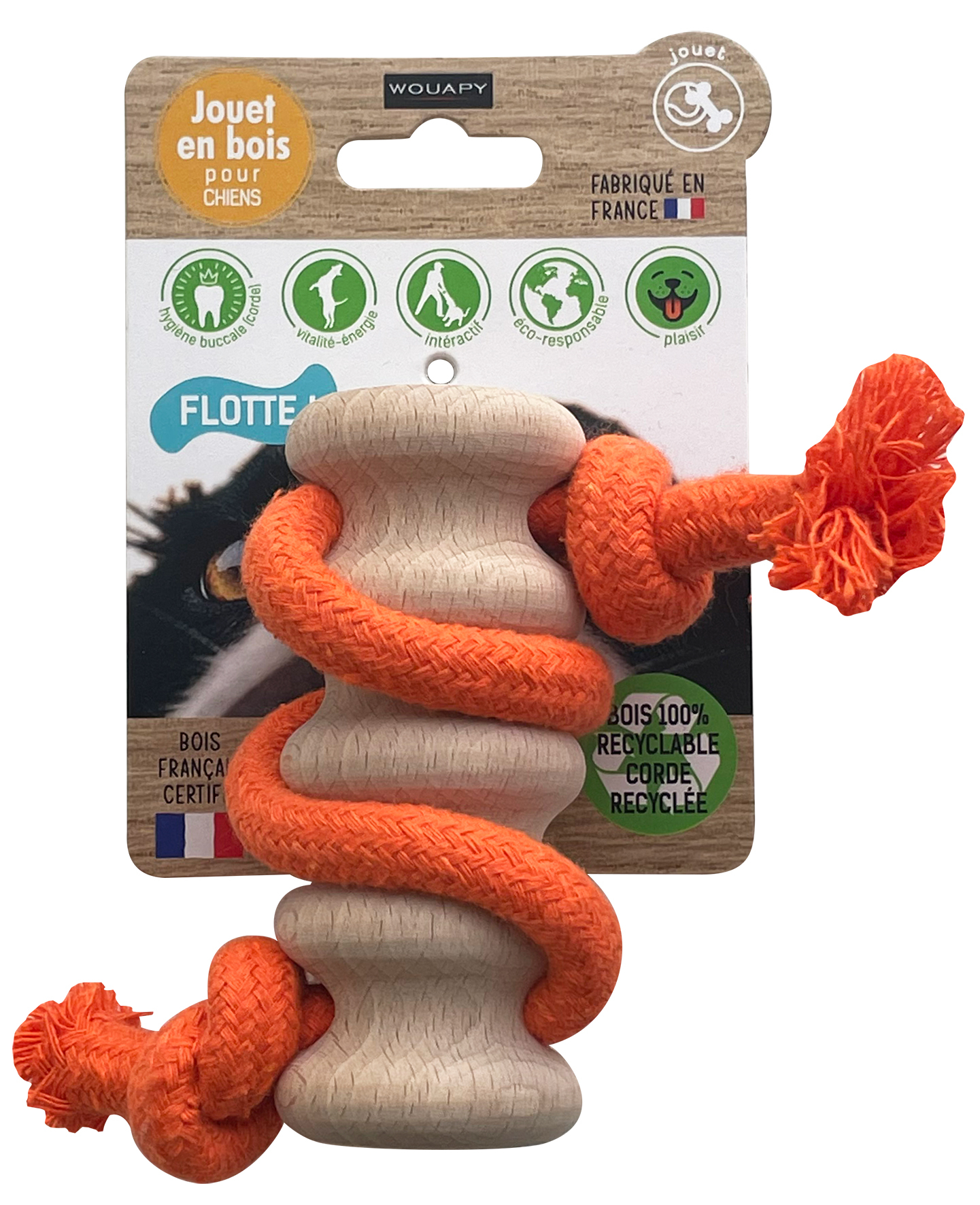 Houten speelgoed met touw Wave, 100% recyclebaar