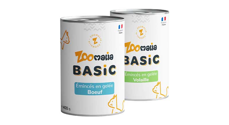 Dos latas de Zoomalia Basic Bocaditos de carne en gelatina