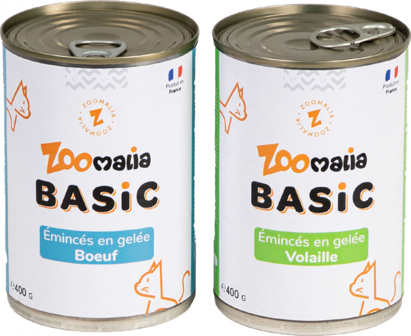 Zoomalia Basic Emincés en gelée pour chat sans céréales - 2 saveurs au choix