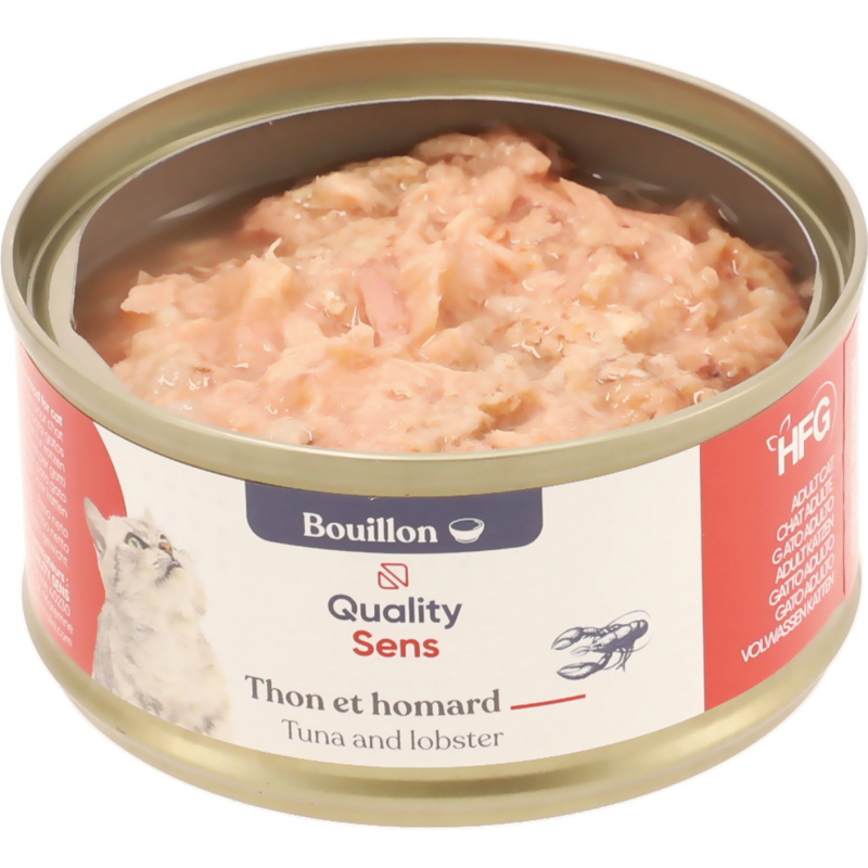 QUALITY SENS HFG - Pâtée en bouillon au Thon et Homard 100% Naturelle 70g pour Chat