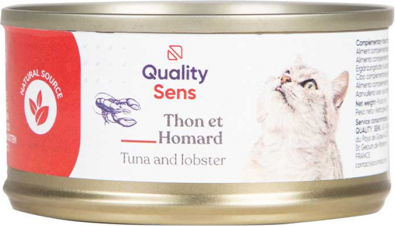 QUALITY SENS HFG - Pâtée en bouillon au Thon et Homard 100% Naturelle 70g pour Chat