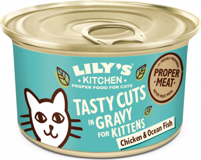 LILY'S KITCHEN Tasty Cuts Deliciosos bocaditos de pollo y pescado en salsa para gatitos