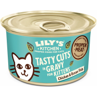 LILY'S KITCHEN Tasty Cuts Köstliche Häppchen in Soße für Kätzchen mit Hühnchen und Fisch