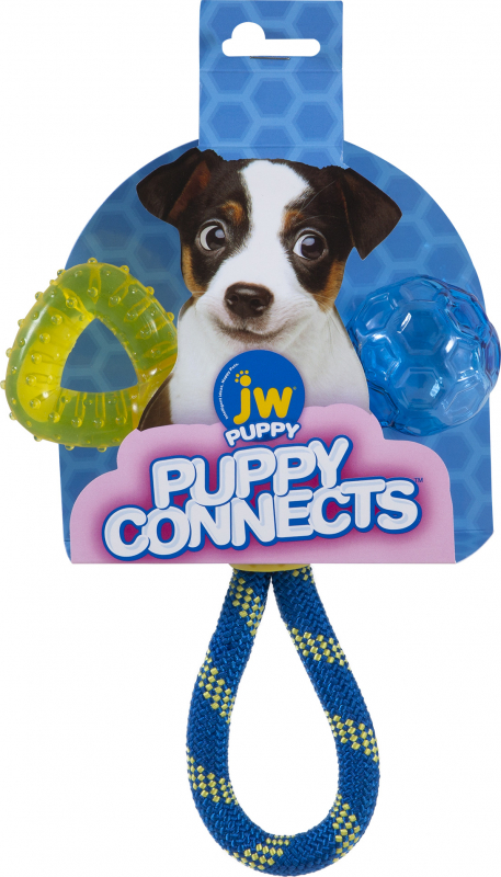 Brinquedo 3 em 1 JW Puppy Connects para filhote