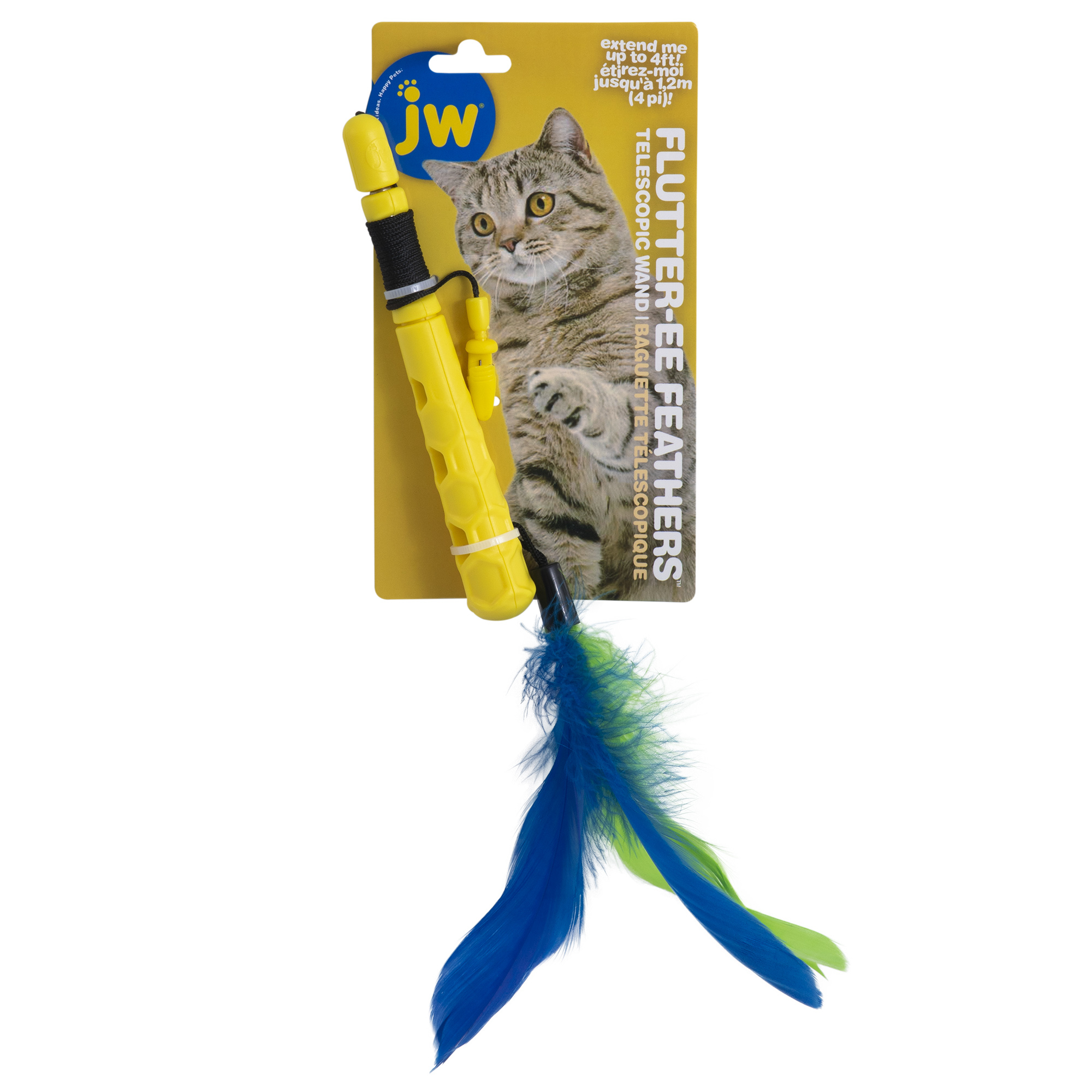 Canne à pêche télescopique avec plumes pour Chat