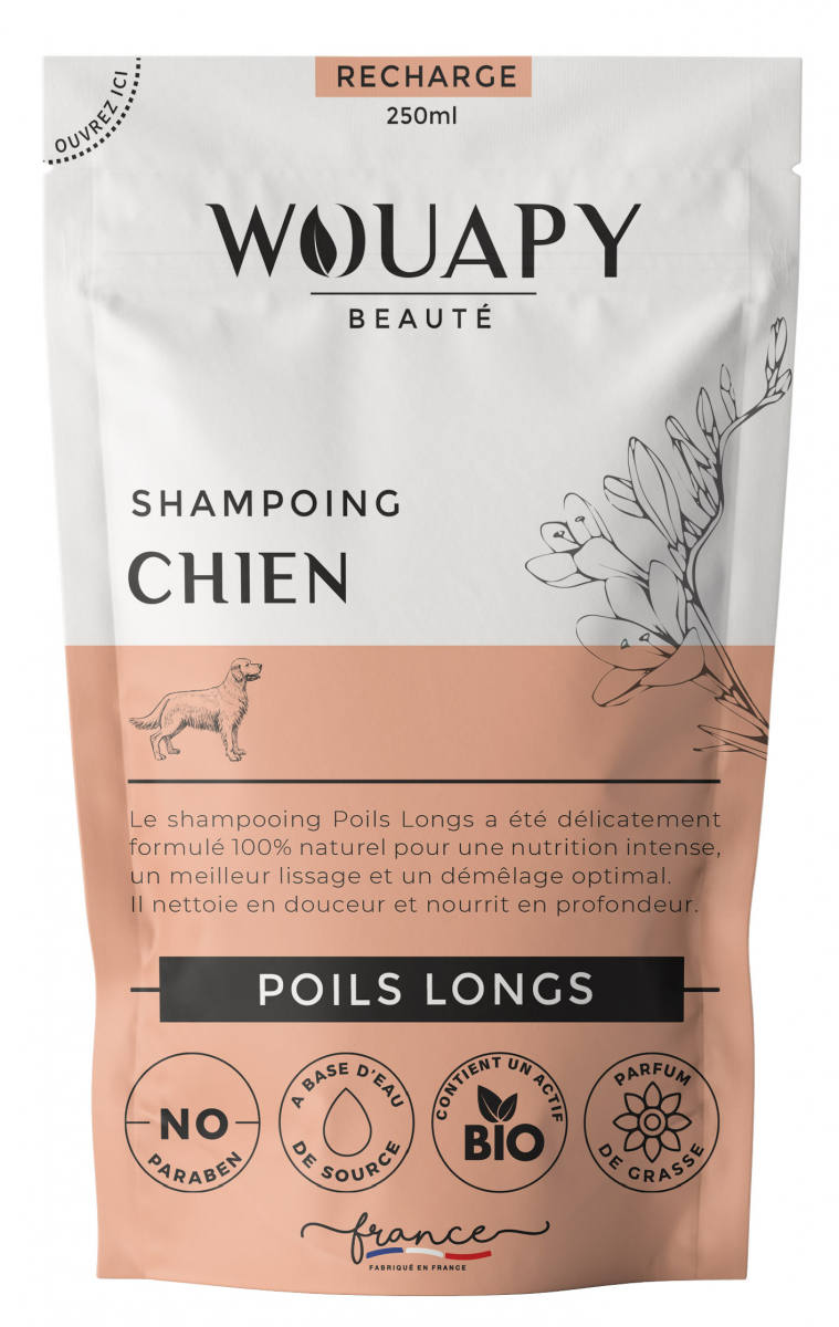 Shampoing poils longs naturel et écologique pour Chien