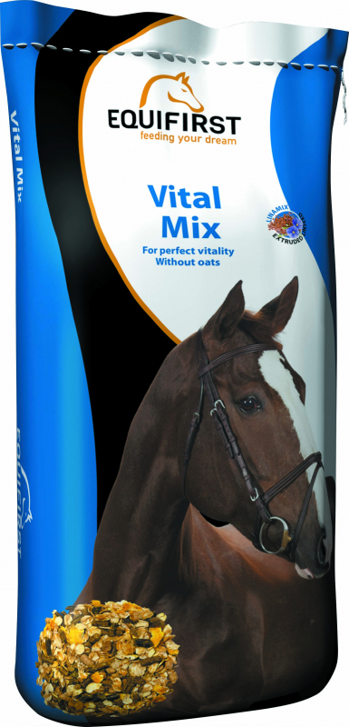 Equifirst Vital Mix aliment floconné sans avoine pour chevaux et poneys de sport et de loisir