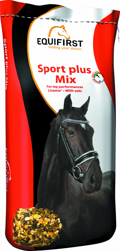 Equifirst Sport Plus Mix aliment floconné contenant de l'avoine et Linamix pour chevaux ayant une activité intense