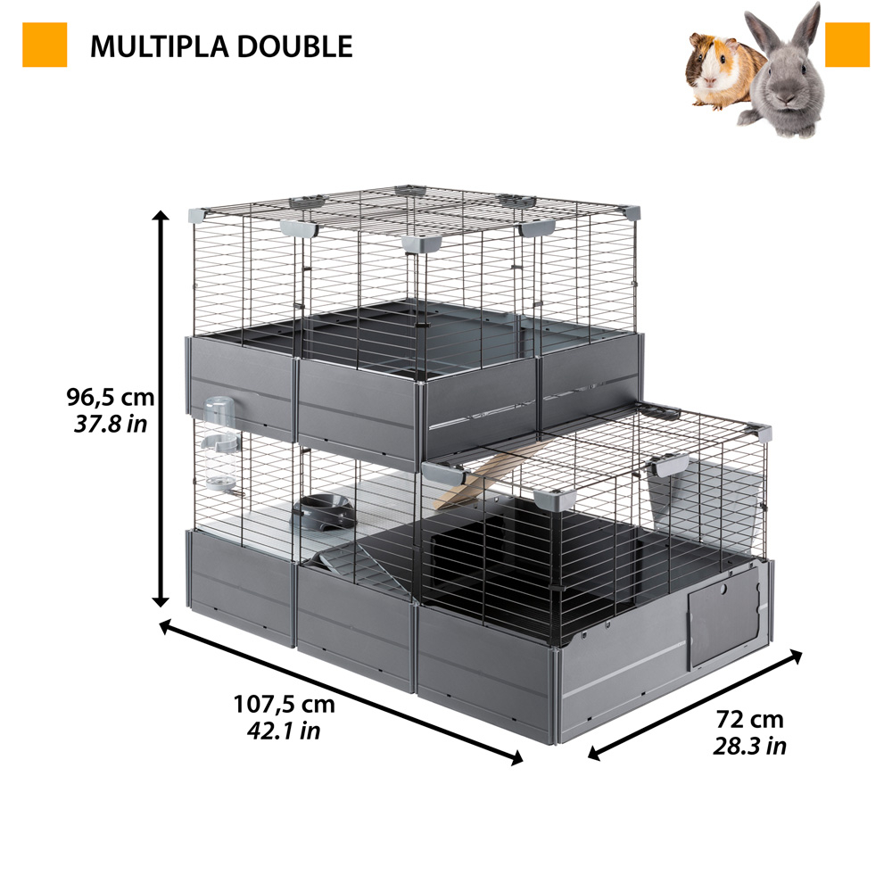 Cage Modulable pour lapin et cochon d'Inde - 107 cm -Multipla Double