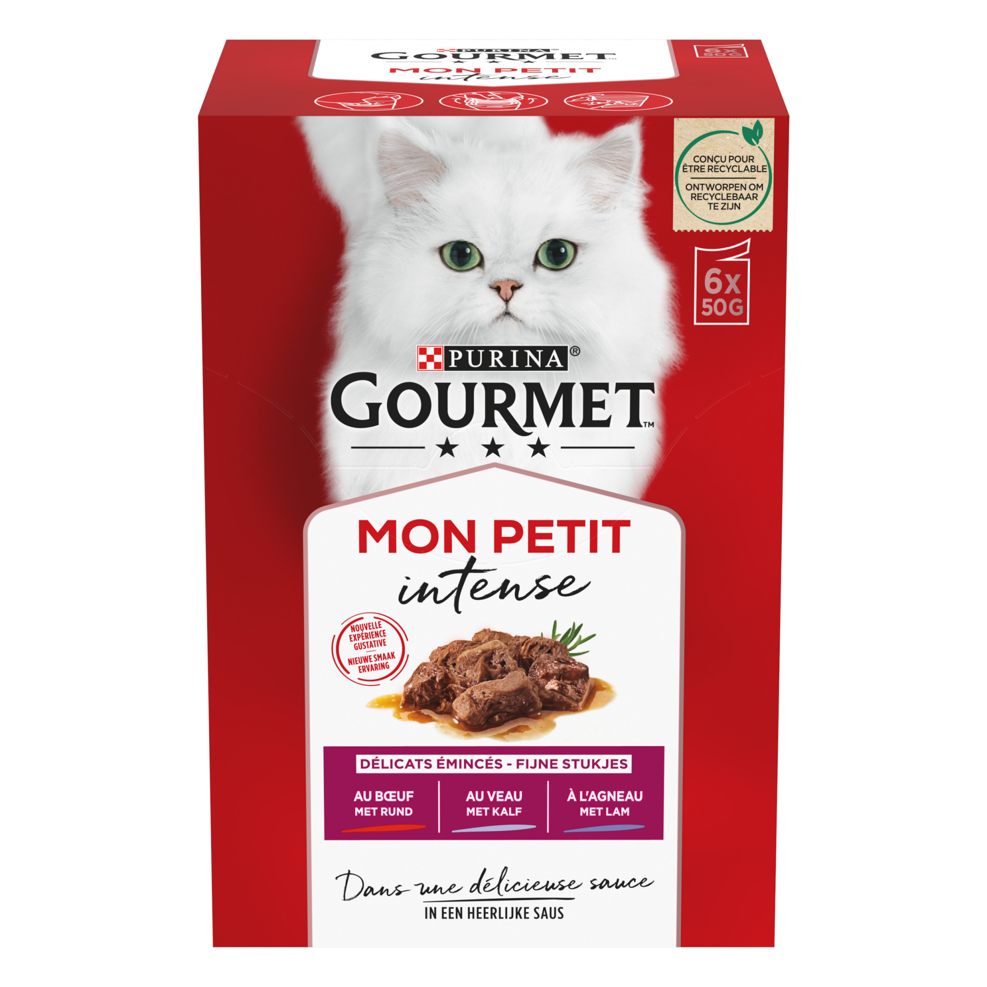 Gourmet Mon Petit con Buey, Ternera y Cordero para gatos