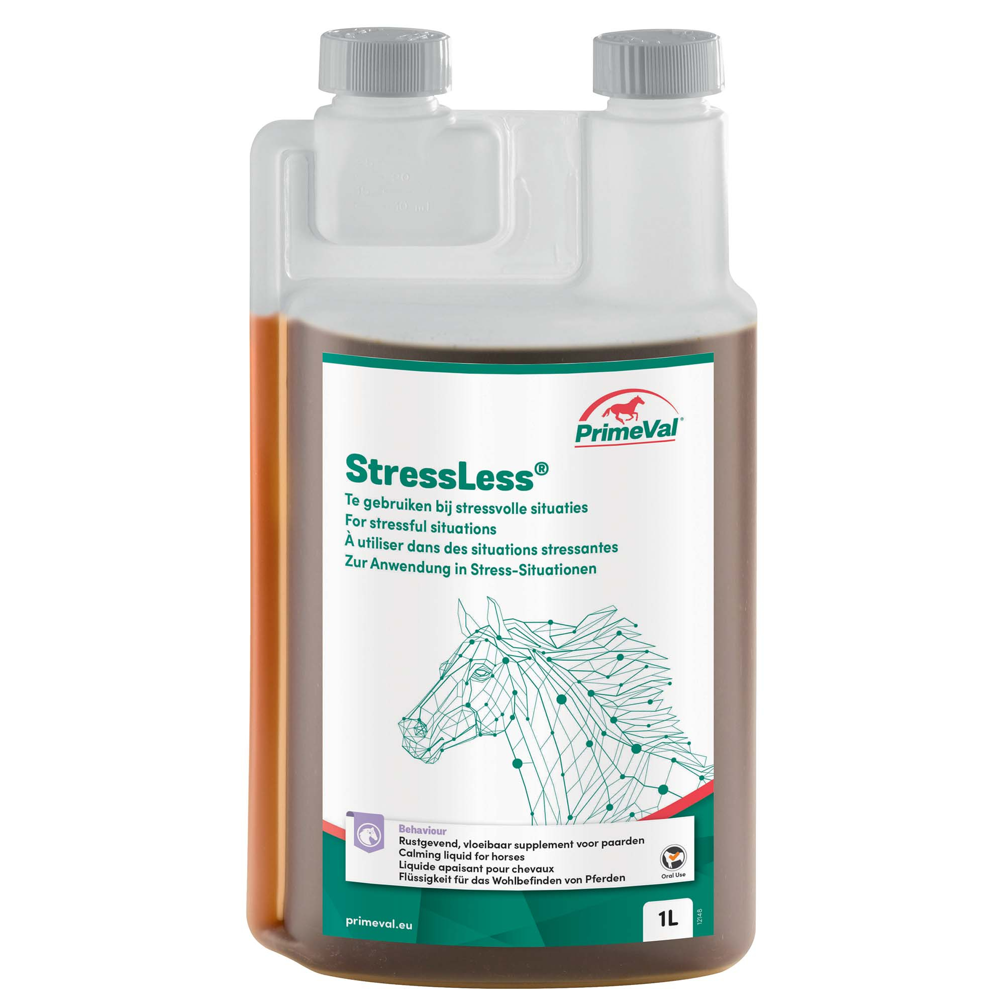 PrimeVal StressLess Flüssiges beruhigendes Ergänzungsmittel für Pferde