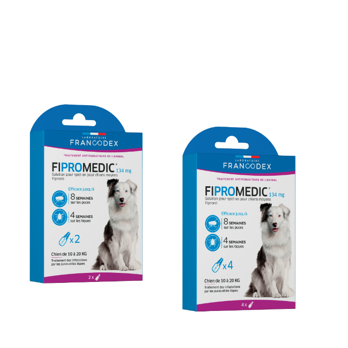 FIPROMEDIC 67 mg - Pipetten im 2-er und 4-er Pack - Gegen Flöhe und Zecken - kleine Hunde 2-10Kg