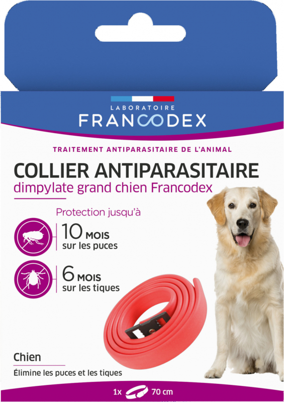 Francodex Coleira Antiparasitária em Dimpylate - Eficácia anti-pulgas de 300 dias e controle de carraças de 200 dias