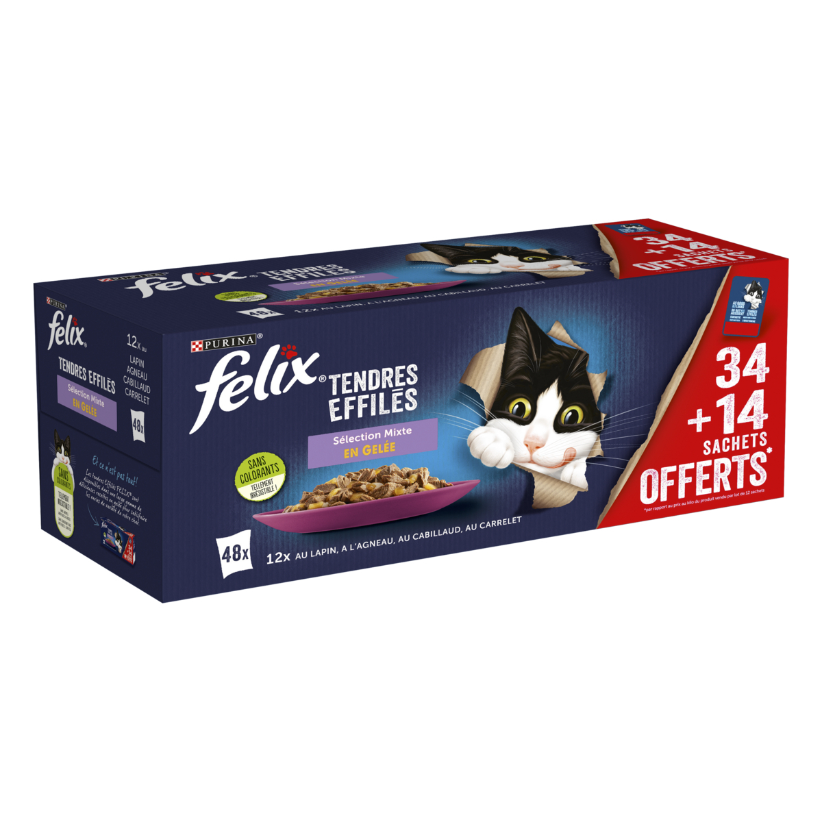 FELIX Tendres Effilés Selección mixta en gelatina para gatos - 34 + 14 GRATIS