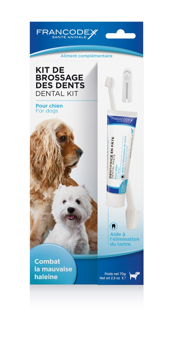 Francodex Kit spazzolino per denti di cane