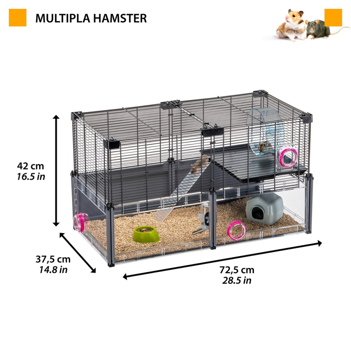 Cage pour Hamster - H42 cm - Ferplast Multipla