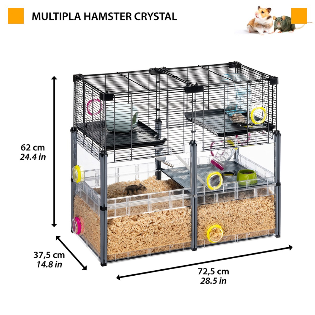 Cage pour Hamster - H62 cm - Ferplast Multipla Crystal 