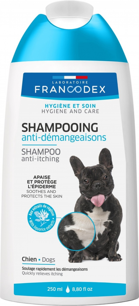serveerster Stijg Dor Francodex Anti-jeuk shampoo voor honden, 250ml