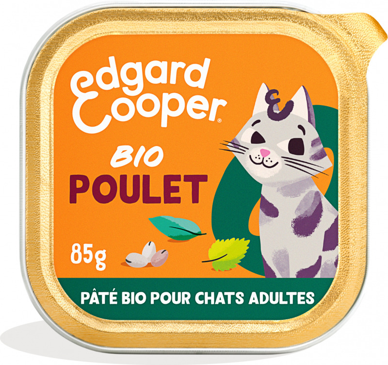 Edgard & Cooper Barquette de Pâtée Biologique Poulet frais Sans Céréales  pour Chat Adulte