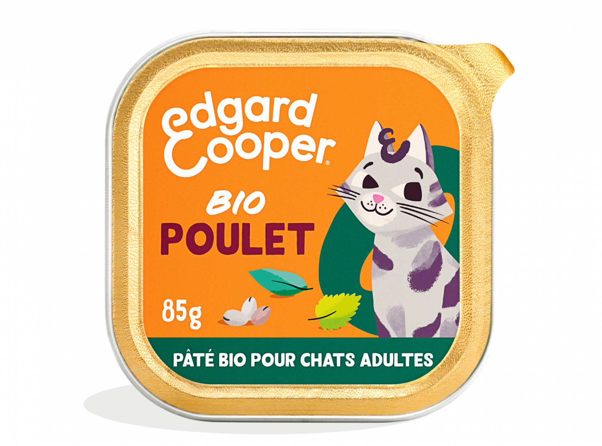 Edgard & Cooper Barquette de Pâtée Biologique Poulet frais Sans Céréales pour Chat Adulte