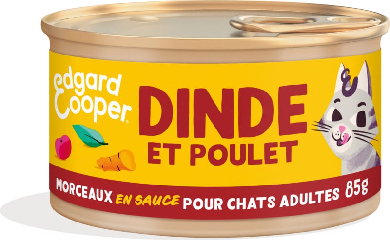 Edgard & Cooper Morceaux en Sauce Dinde et Poulet frais Sans Céréales pour Chat Adulte