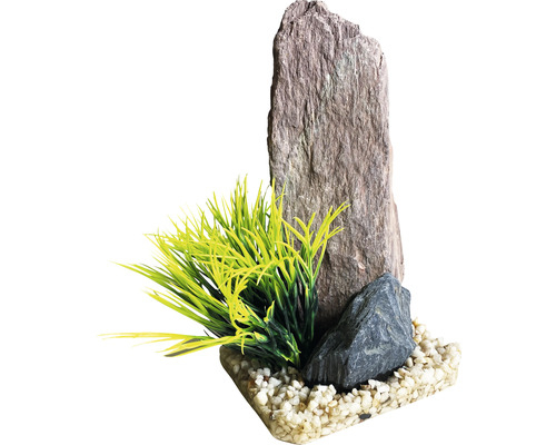 Piton rocheux avec herbes pour aquarium