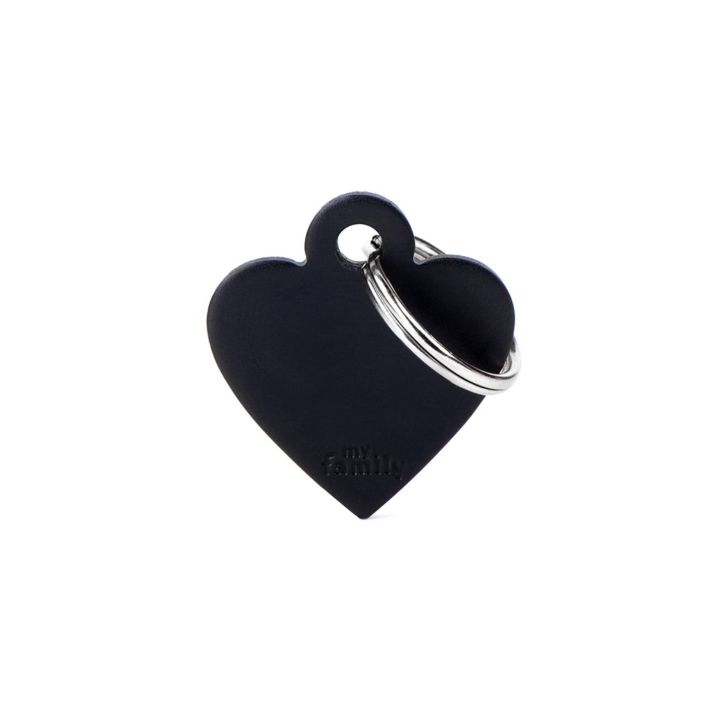 Medalla personalizable Basic corazón negro de aluminio