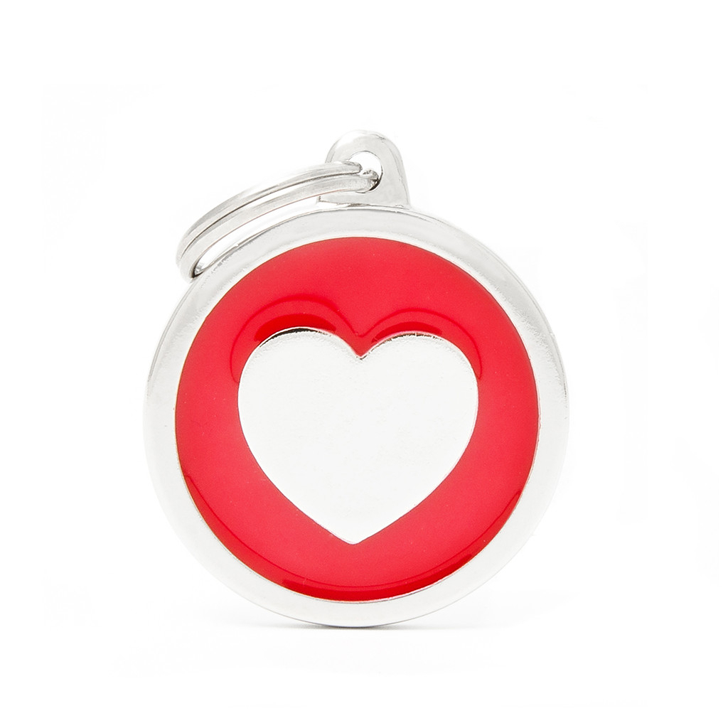 Médaille à graver Classic grand cercle cœur rouge