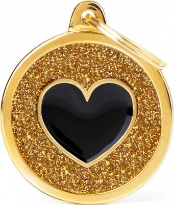 Médaille à graver Shine Cercle or et cœur noir