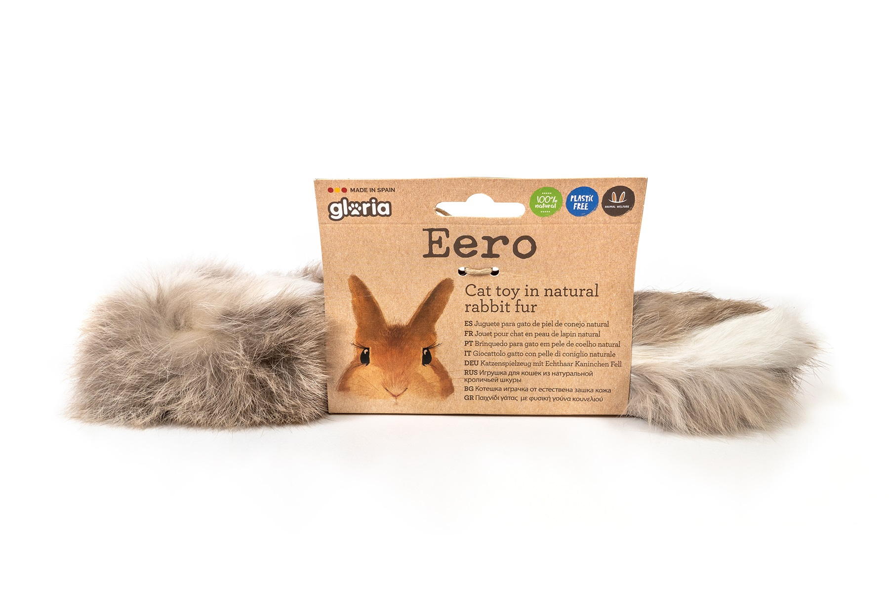 Eero, giocattolo per gatti in pelle di coniglio naturale