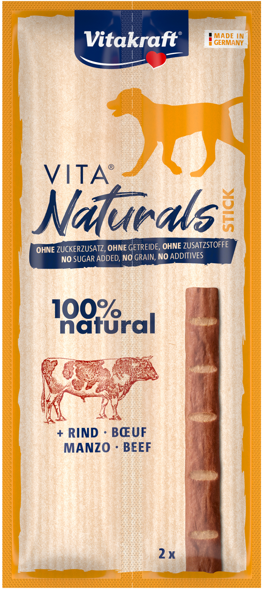 VitaNaturals Stick - Alimento per cani a base di pollo o manzo - 2x11g