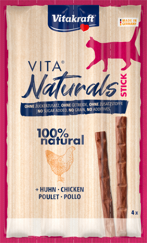 VitaNaturals Sticks - Katzensnack mit Lachs oder Huhn – 4x5g