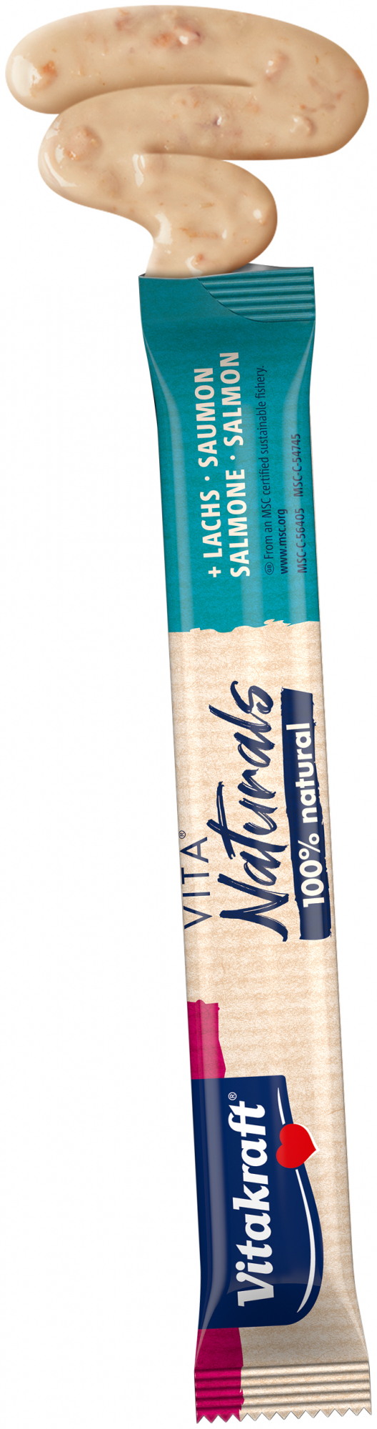 VitaNaturals Creamy - Snack per Gatto al Salmone e Manzo - 5x15g