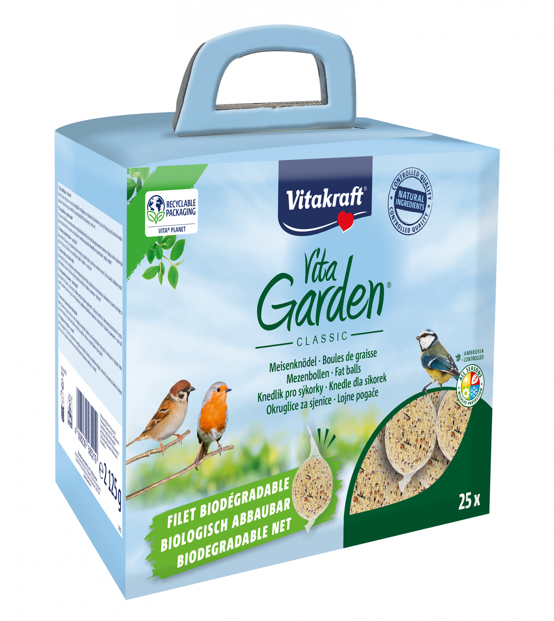 Eco Box Fettkugeln für Gartenvögel mit biologisch abbaubarem Netz
