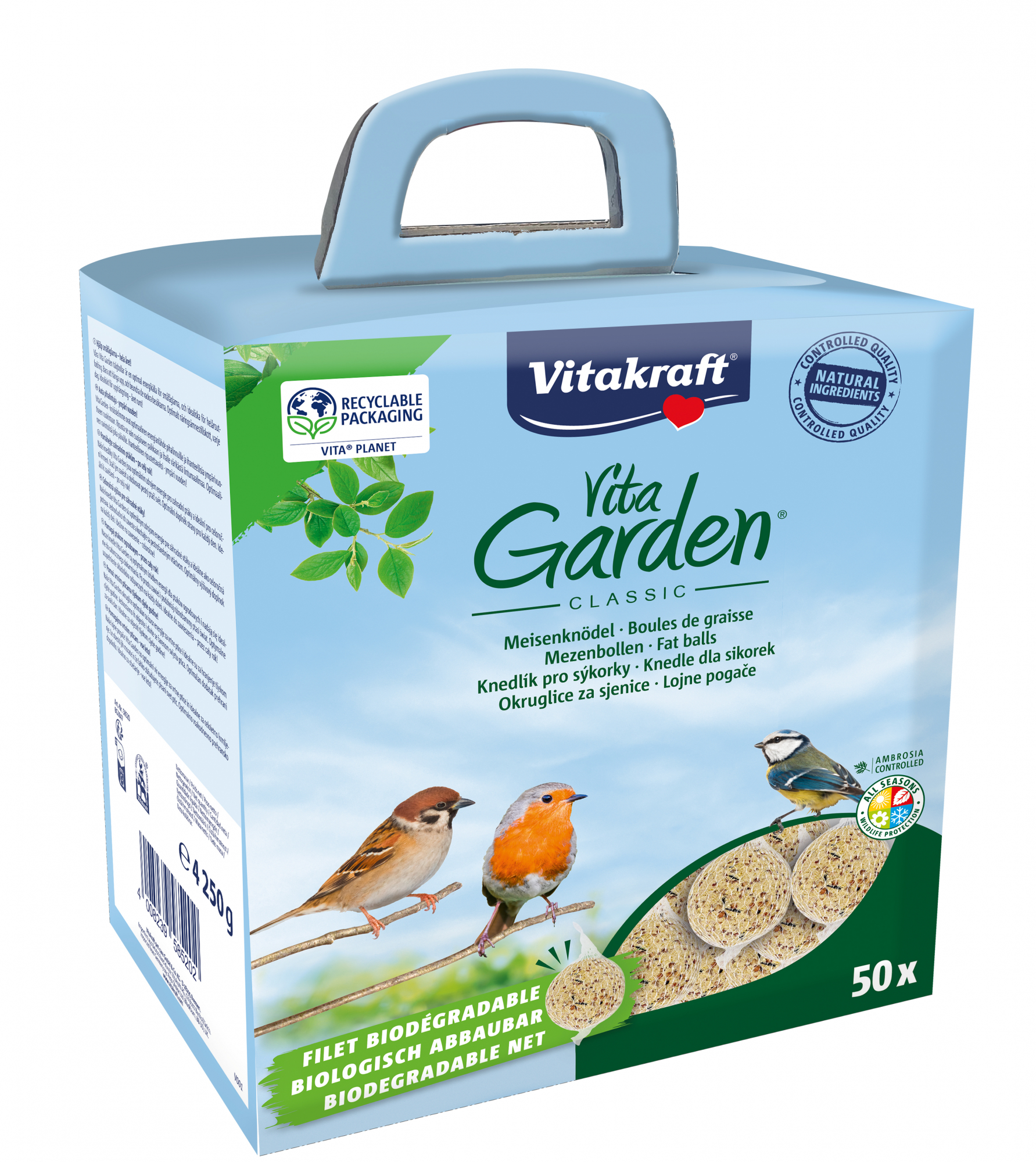 Eco Box Boules de graisse pour oiseaux du jardin avec filet biodégradable 