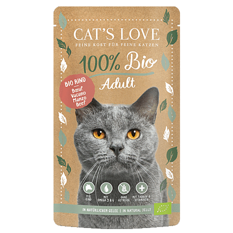 CAT'S LOVE 100% Bio Adult Comida húmeda para gatos - 3 recetas