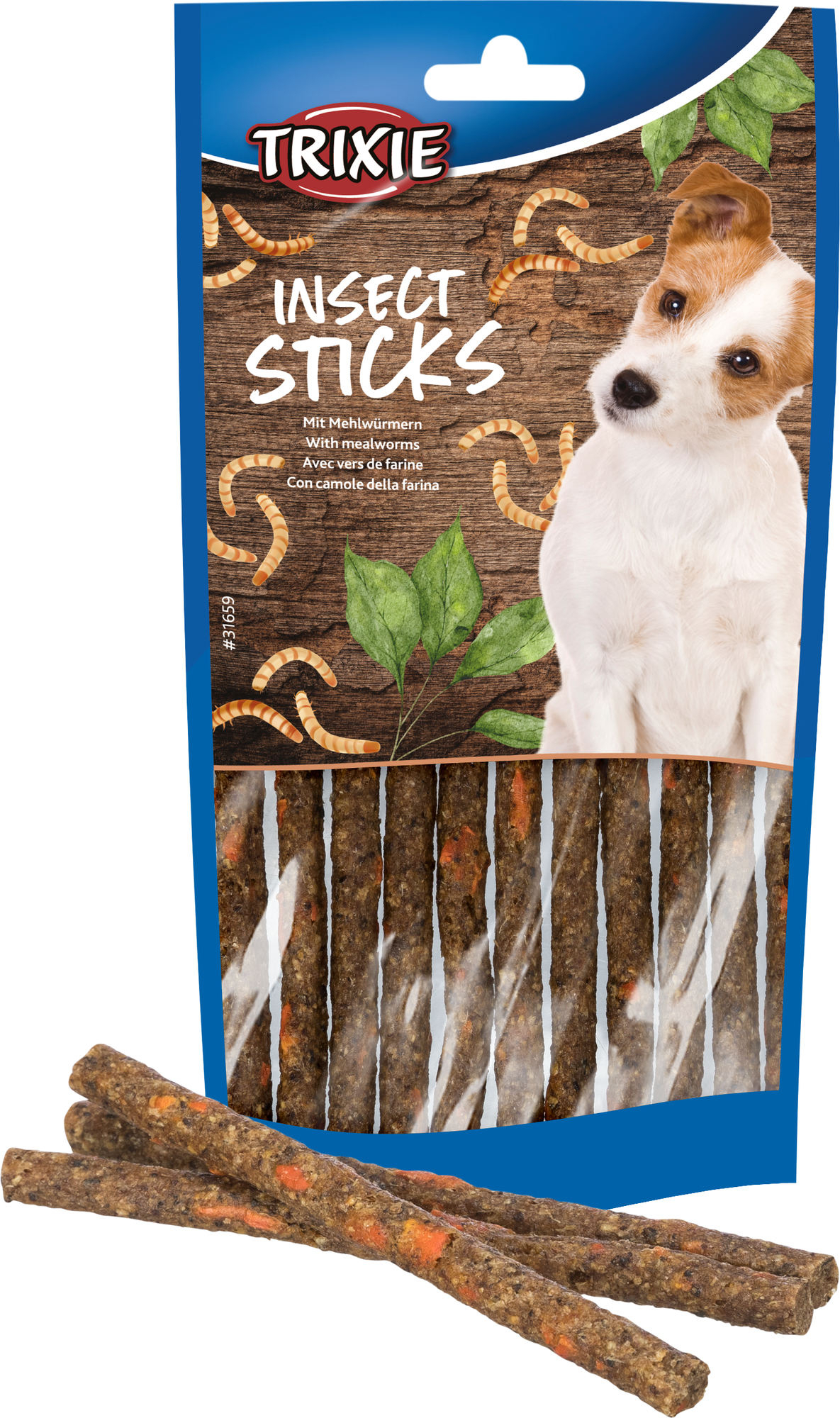 Friandises Insect Sticks avec vers de farine pour chien