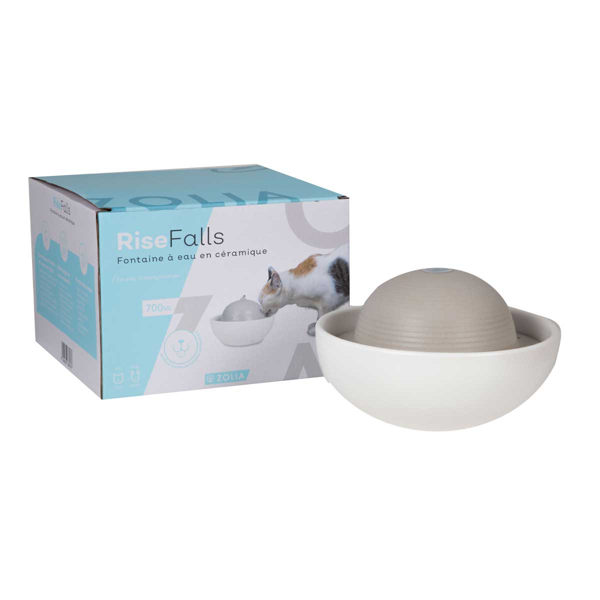 Zolia Rise Falls – 700 ml – Keramikbrunnen für Katzen und kleine Hunde