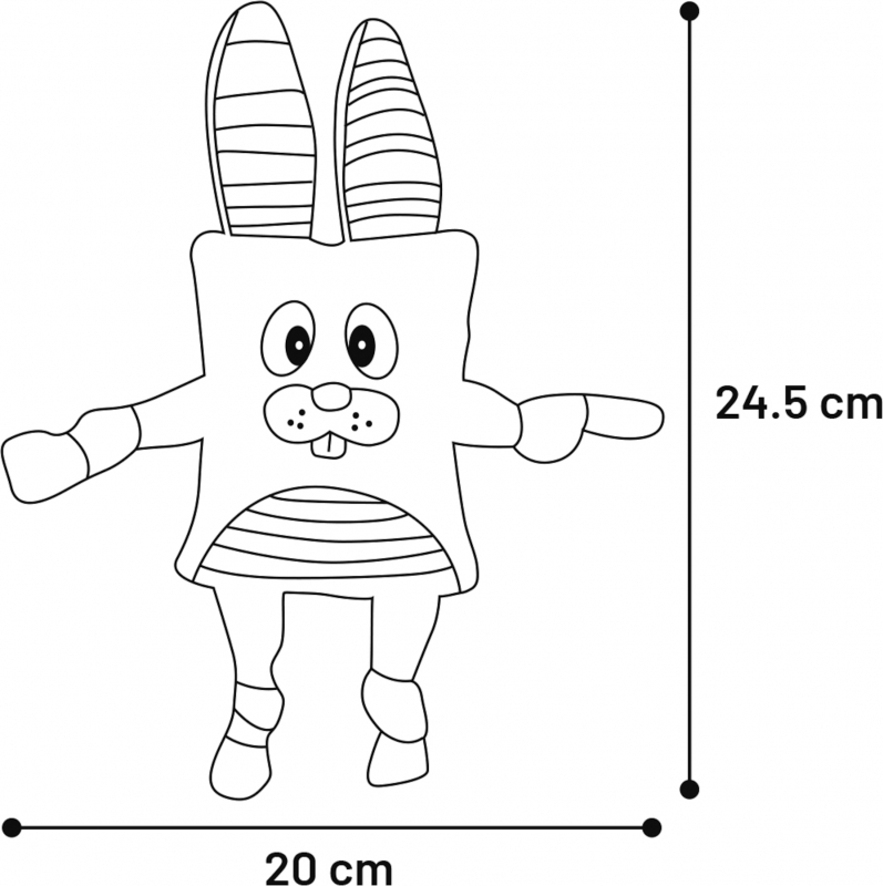 Grijs konijn met pieper - 24.5 cm