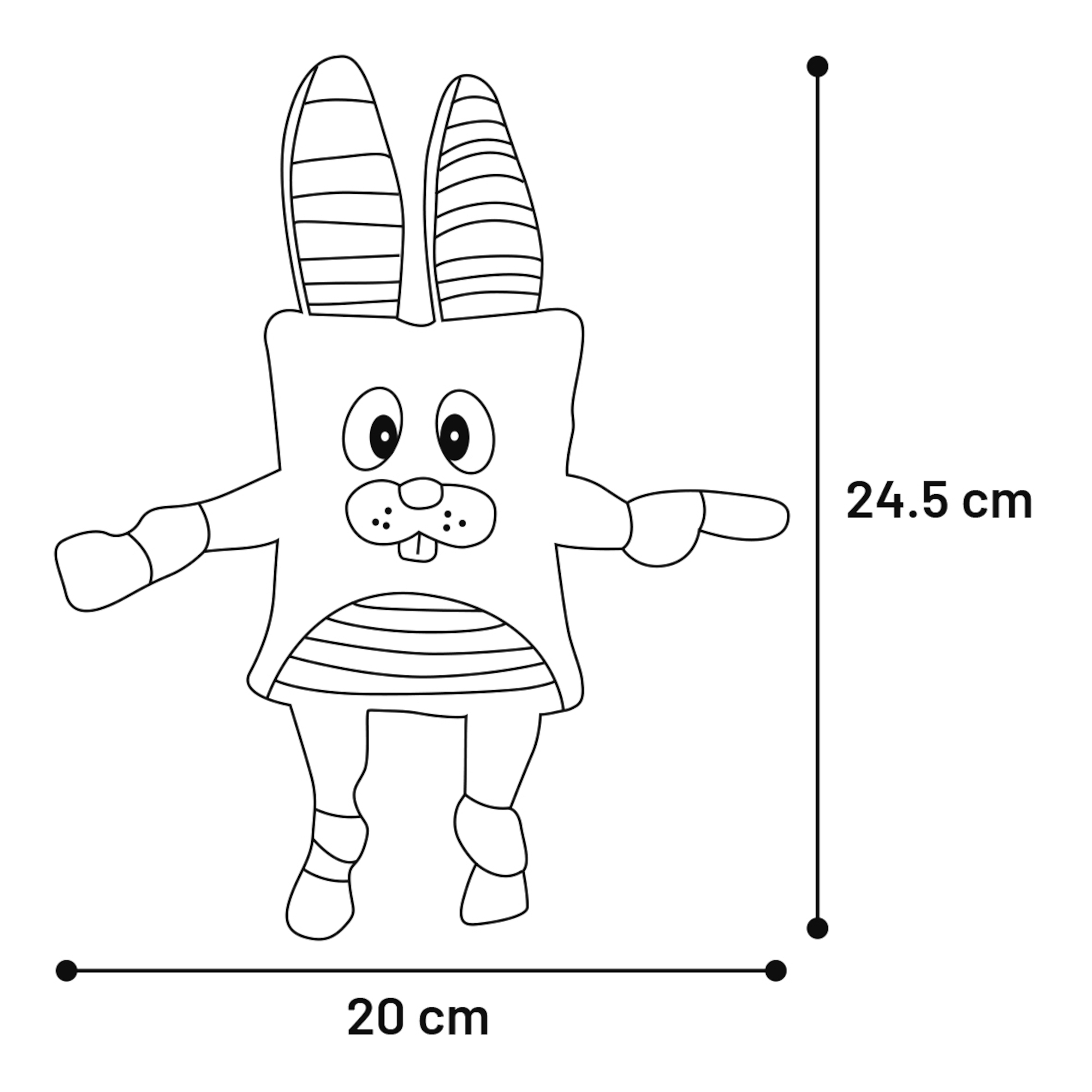 Grijs konijn met pieper - 24.5 cm