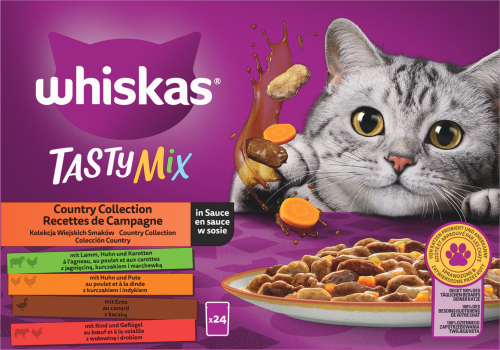 Whiskas tasty mix sachets fraîcheur recettes de campagne en sauce pour chat  adulte 4 variétés - JMT Alimentation Animale